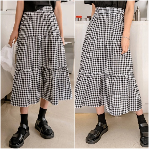 Boho Gingham Ruffle Maxi Skirt - Picture 3 of 5